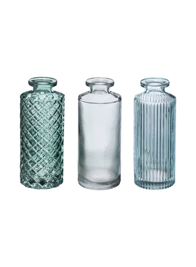 atmosphera 3-Piece Soliflores Stylish and Elegant Glass Vase Multicolour 13.1 x 5.2 x 5.2 cm 189192A - Image 1